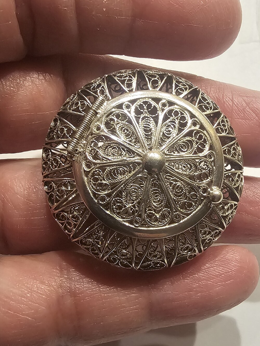 Antique 800 Silver Filigree Rosary Box • Vintage Openwork Pomander Trinket Case